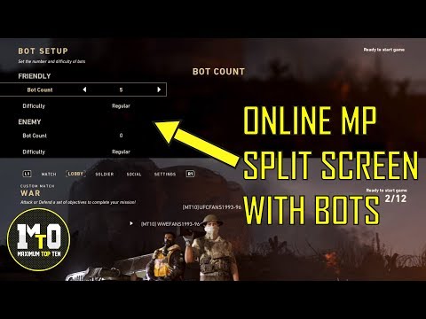 CALL OF DUTY WWII - HOW TO PLAY ONLINE MULTIPLAYER SPLIT SCREEN WITH BOTS 