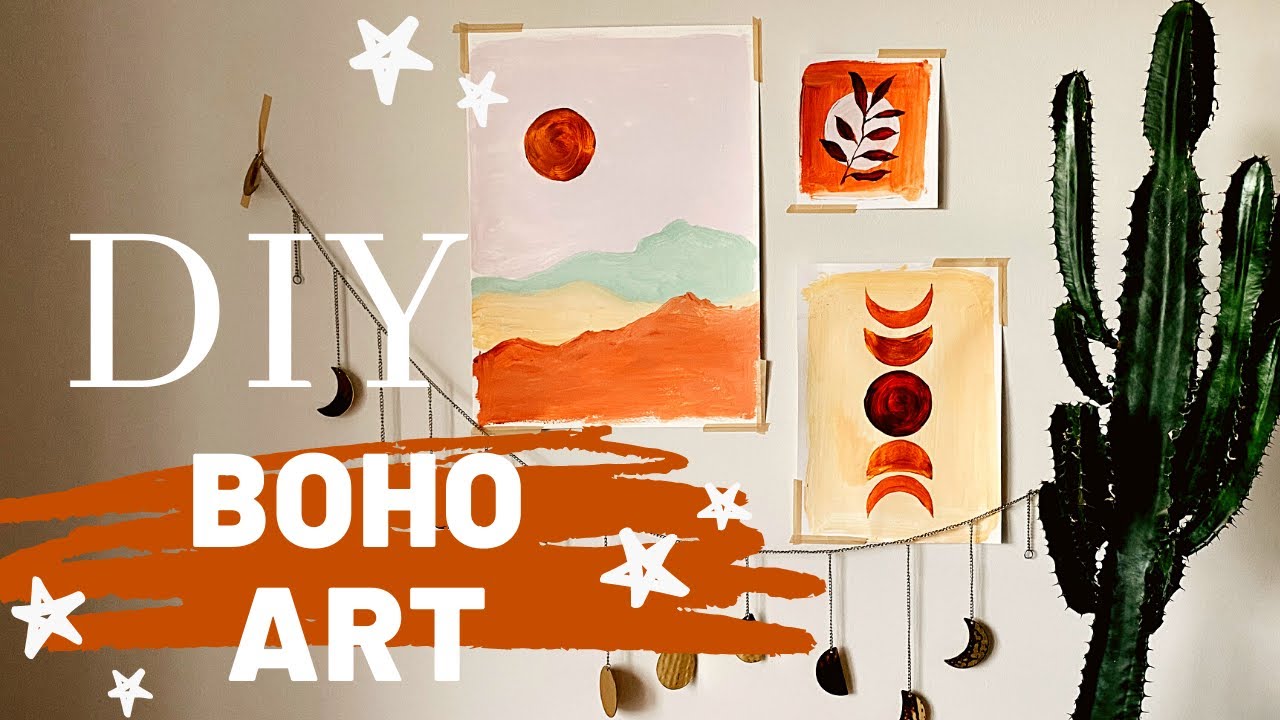 How To Paint Acrylic Boho Decor DIY Art YouTube