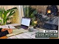 4 HOUR STUDY WITH ME on a SNOWY NIGHT  | Background noise, Rain Sound, 10-min break, No Music