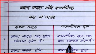 दबाव समूह और राजनीतिक दल में अंतर | Dabav samuh aur rajnitik dal mein kya antar hai | Dabav samuh