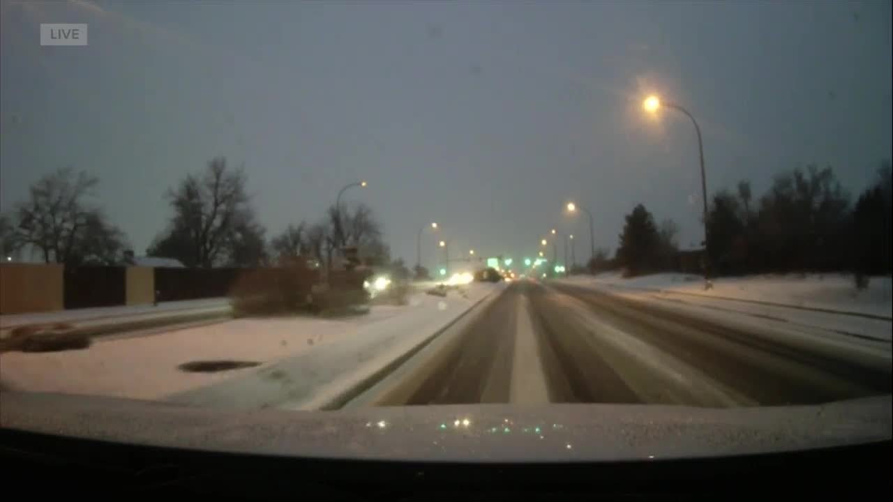 Roads are slippery, snow-covered as snow storm moves across the Front ...