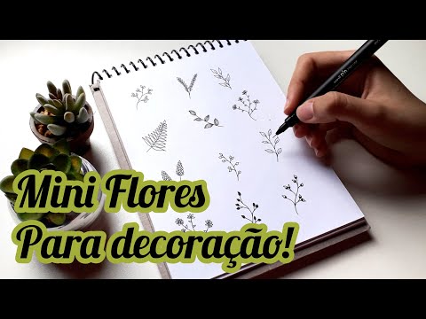 COMO DESENHAR FLORES PEQUENAS PARA DECORAÇÃO – Bullet Journal | Caderno – Mini Flores Nanquim