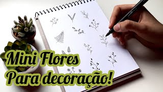 Como Desenhar Flores Pequenas Para Decoração Bullet Journal Caderno Mini Flores Nanquim