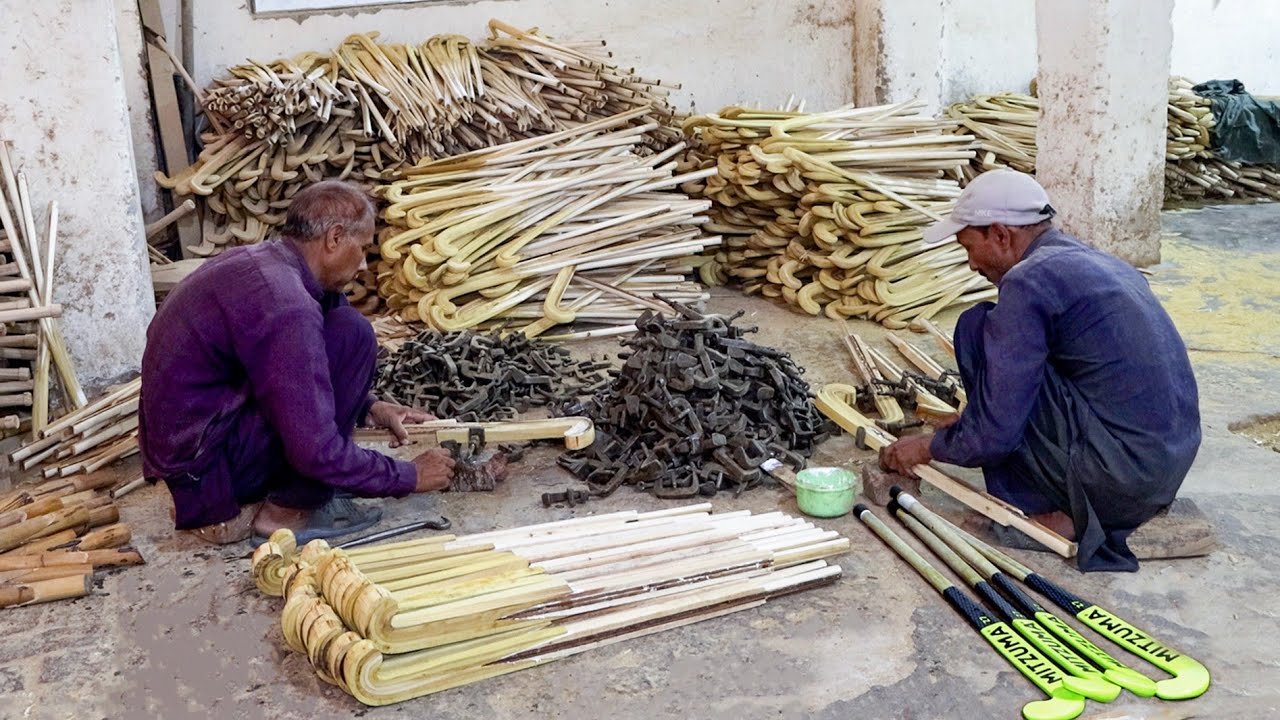 Amazing Process of Making Wooden Hockey Stick Factory Manufacturing