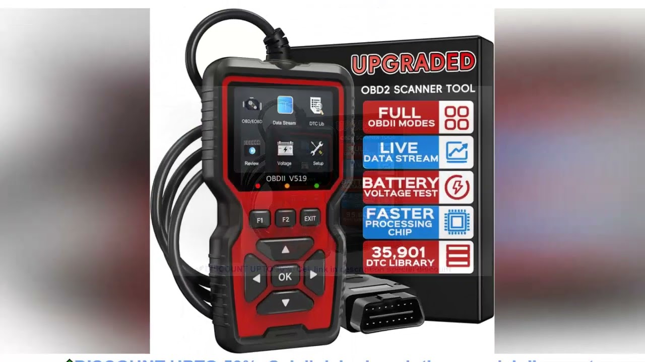 OBD2 Scanner Diagnostic Tool, Check Engine Code Reader with 35901 DTC Lookup, Mode 6 & 8, I/M Readin