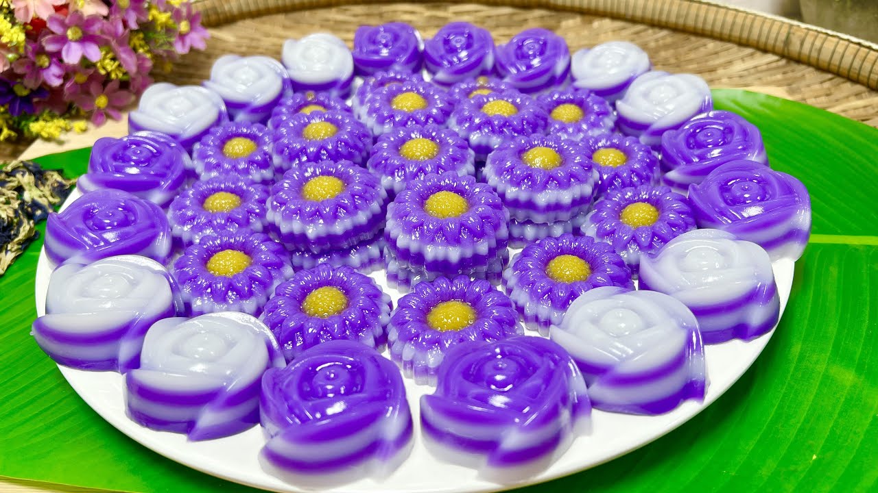 ขนมชั้นอันชัญดอกไม้ สวยงามน่าซื้อน่าทาน แป้งเหนียวนุ่มหนึบข้ามวัน หอมหวานมันอร่อยมาก