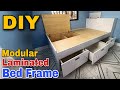 Diy  paano gumawa ng double size bed frame with drawers and storage  modular bed frame  chitman