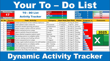 Dynamic Excel To Do List That Updates Itself!