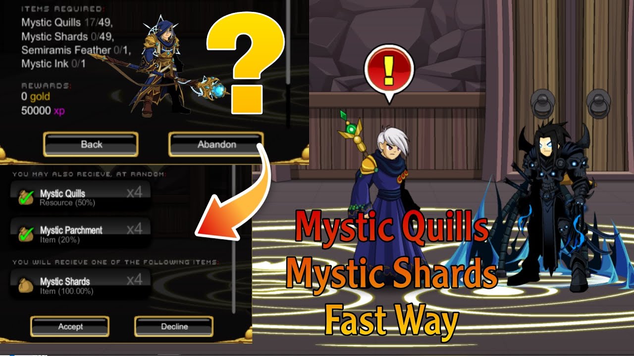 AQW | Fastest Way to Farm Mystic Shards And Mystic Quills For ArchMage