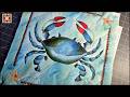 Blue Crab Quilt ~ Painted with Watercolor Paints and Acrylics