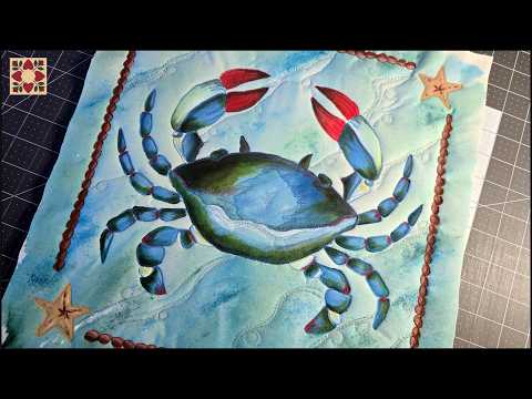 Blue Crab Quilt ~ Painted With Watercolor Paints And Acrylics