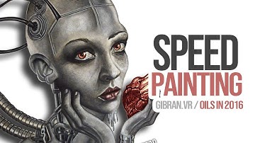 Surreal oil portrait | Android woman | Speed painting