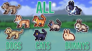 Details ALL Town Dogs, Cats and Bunny. How to Acquire and Switch Pets in Terraria Towns Guide