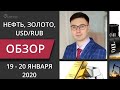 Цена на нефть, золото XAUUSD, курс доллар рубль USD/RUB. Форекс прогноз на 19-20 января