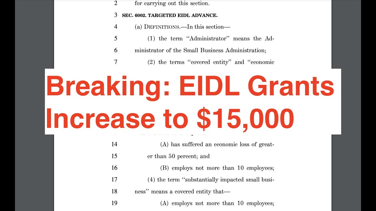 Breaking New Targeted EIDL Grant Funding Increases Limit to 15,000