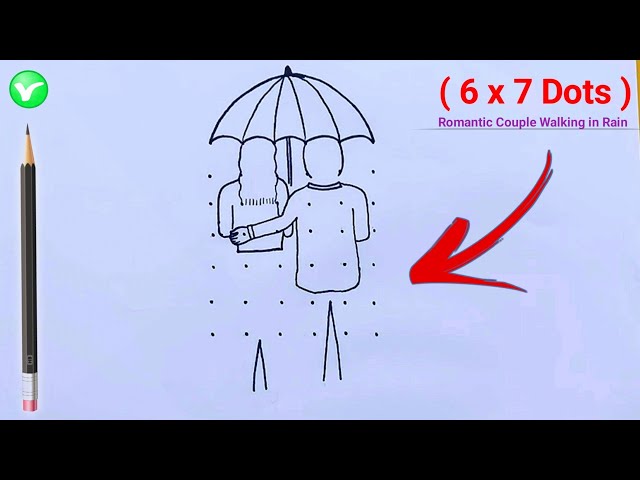 COUPLE Walking in the RAIN drawing / Easy Pencil sketch Drawing - YouTube