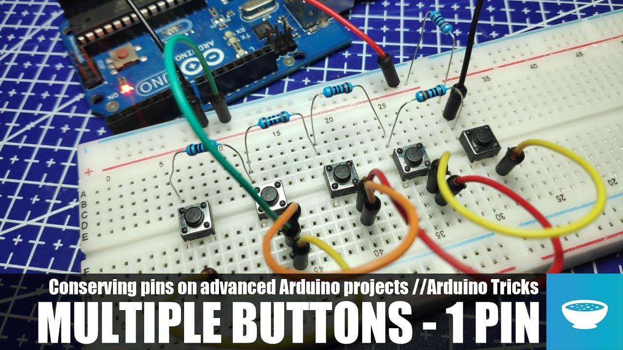Multiple buttons on a single Arduino pin - Conserving Pins//Arduino Tricks