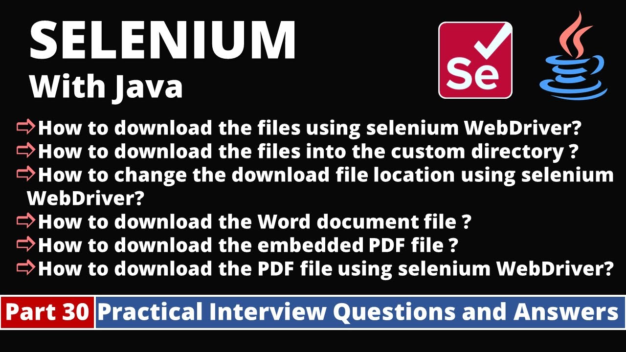 Part30-Selenium with Java Tutorial | Practical Interview Questions and ...