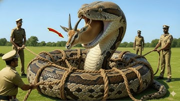 How the heroic rescue team subdued a giant python and saved a sheep