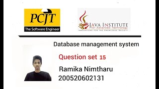 Question set 15  |  Database Management System  |  Java Institute
