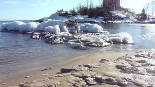 Exploring the beach front on Lake Superior in Marquette, MI