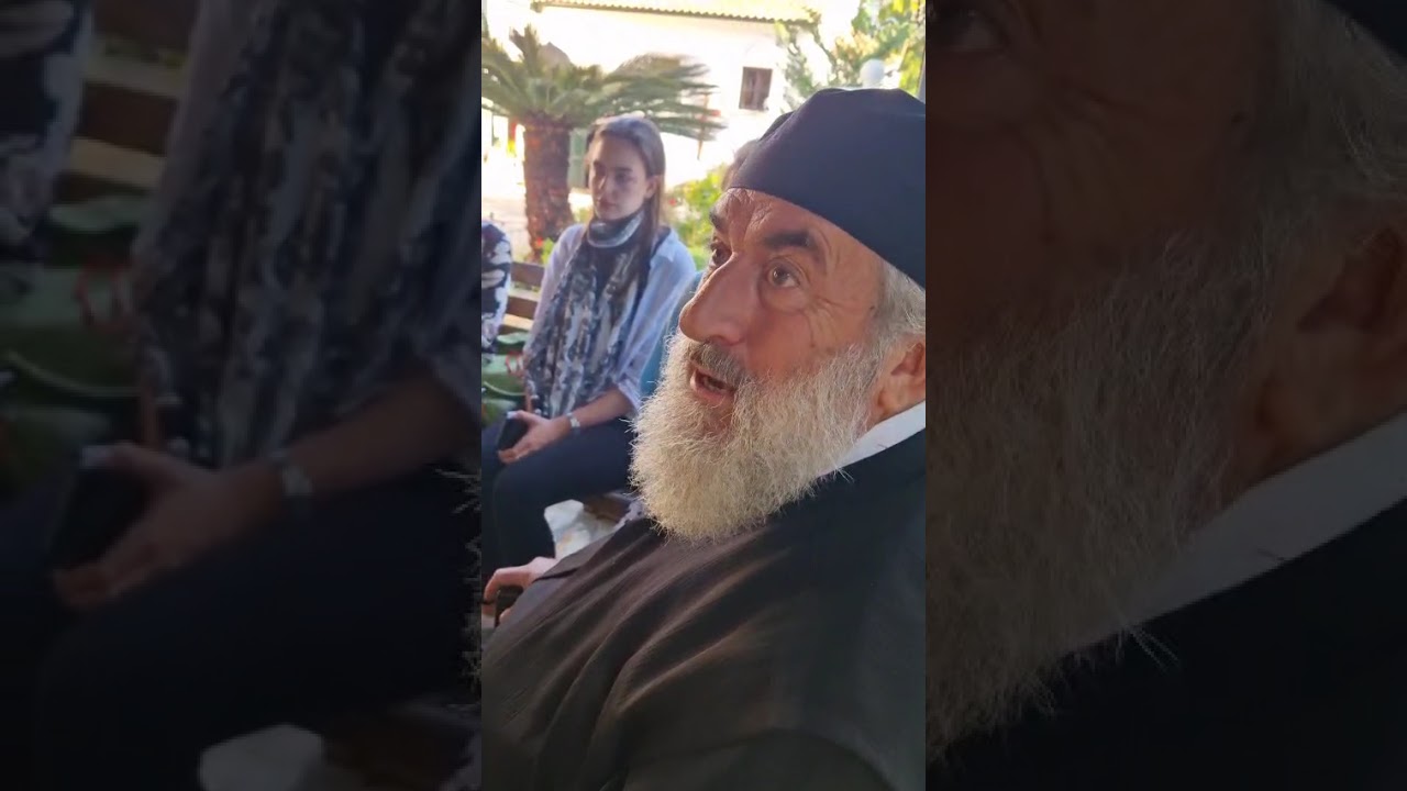 Проповедь отца Поликарпа после службы в монастыре Кассиопитра Корфу