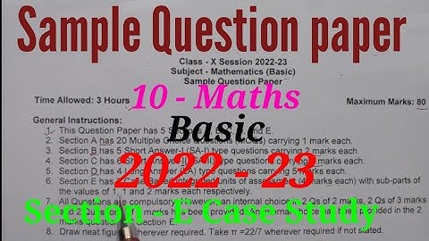 Case Study Question with solutions Sample Paper Class-10 Maths 2022-23