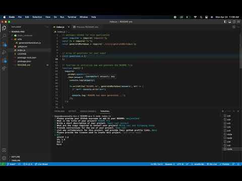 Node.JS README file generator demo