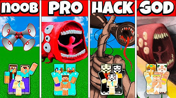 Minecraft Battle: FAMILY SIREN HEAD TRAIN EATER HOUSE BUILD NOOB vs PRO vs HACKER vs GOD - Animation
