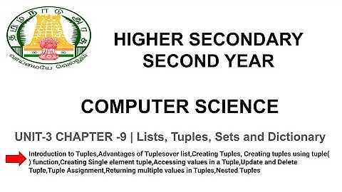 Chapter 9 (Part 2) | List, Tuples, Sets and Dictionary |Tamilnadu board 12th computer science