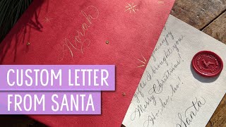 Creating a Custom Letter from Santa: personalized calligraphy, decorated holiday envelope & wax seal