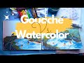 Gouache painting vs watercolor painting for beginner art vlog and medium comparison paint with me