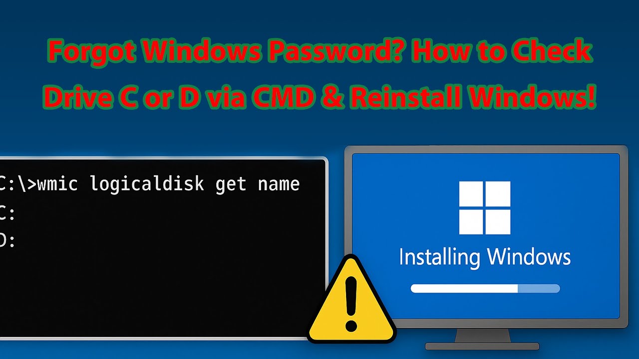 Forgot Windows Password? How to Check Drive C or D using CMD & Reinstall Windows.