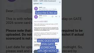 BARC OCES DGFS 2026 GATE SCORECARD UPLOAD NOTICE