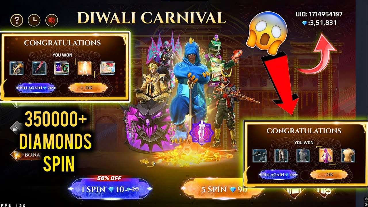 Diwali Carnival Event - All Category Spin | Free Fire Diwali Carnival Event 