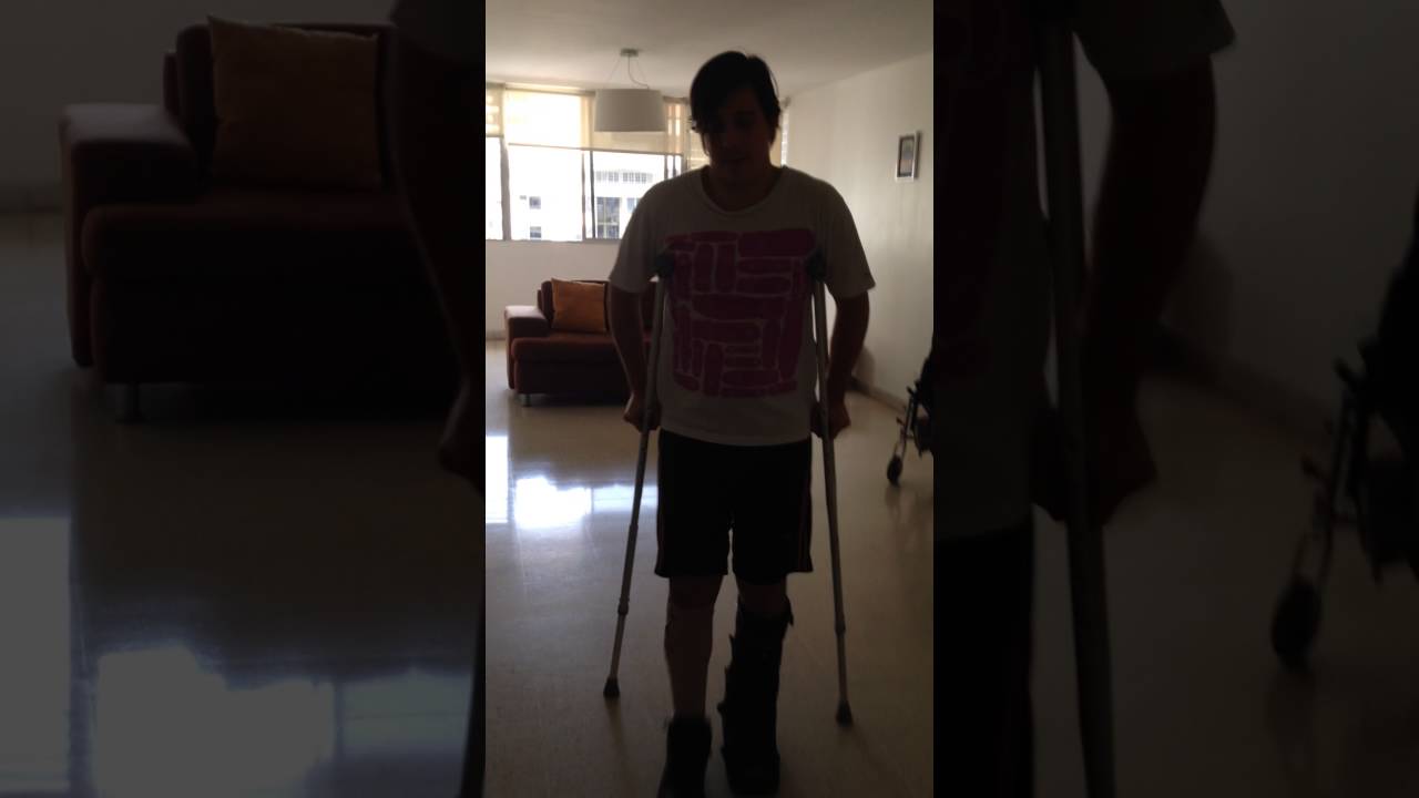 First walk with crutches YouTube