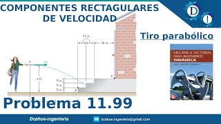COMPONENTES RECTANGULARES DE VELOCIDAD Y ACELERACIÓN | TIRO PARABÓLICO | DINÁMICA | EJERCICIO 11.99