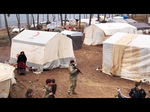 シリア北西部アフリンにある避難民キャンプ
