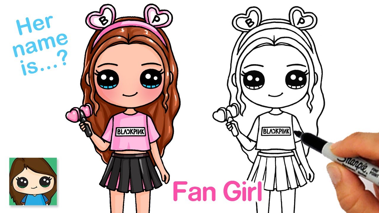 How to Draw a BlackPink Fan Cute Girl 🤩 - YouTube