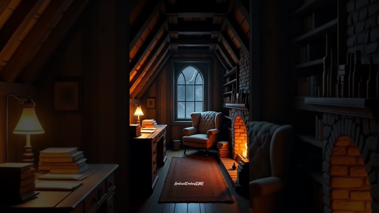 Victorian Attic Ambience 🌧️📚 | Rain, Thunder & Candlelight 
