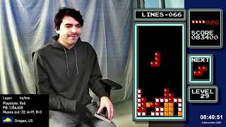 Killscreen lines PB by 14!! 68 lines [former PB] - NES Tetris