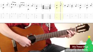 'We Three Kings' - easy guitar arrangement with score and TAB