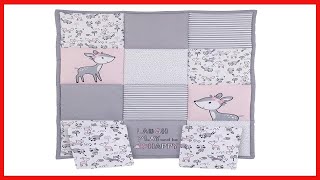 Little Love By Nojo Sweet Deer, Grey, Pink, White 3Piece Nursery Mini Crib Bedding Set With Comforte