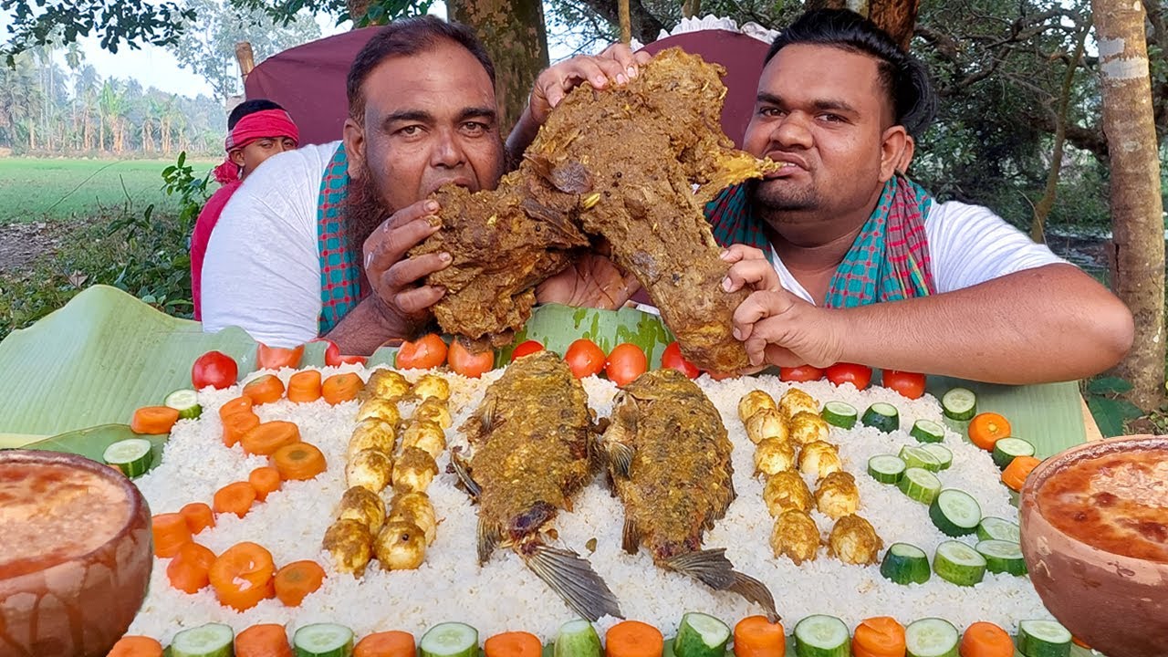 Two BIG Guys Eating 10 KG Buffalo Ran, 2 Catla Fish, Eggs & 10 KG Sweet Yogurt - The Great Foodie