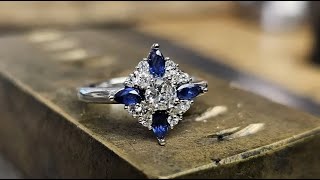 Resetting old diamonds & sapphires into a new custom ring