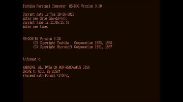 Installing MS-DOS 3.30 on Toshiba T3100e (PCem)