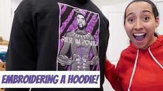 Embroidering a Chadwick Boseman Black Panther Hoodie Tribute