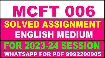 mcft 006 solved assignment 2023-24 | mcft 6 solved assignment in english 2024 | mcft 6 2024