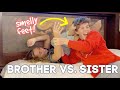 A Day At Disney BROTHER Vs SISTER Who Has The Smelliest Feet