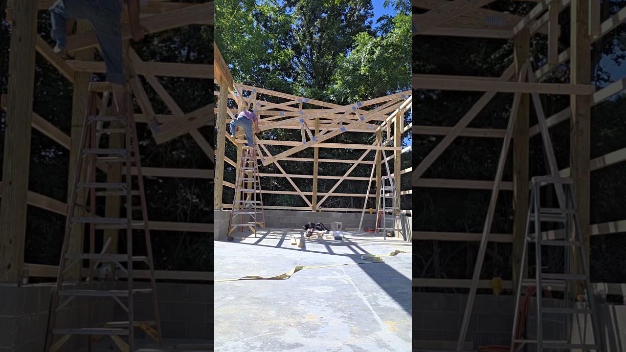 putting up trusses 